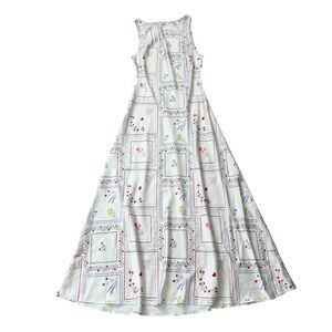 WeWoreWhat Boat Neck Slip Dress Maxi Length in Ivory Multi Size 4